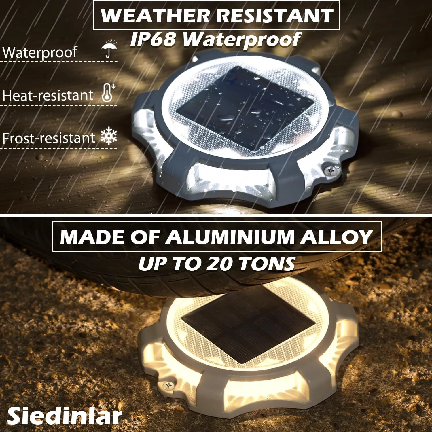 SIEDiNLAR Solar Deck Lights Outdoor 2 Modes LED Dock Driveway Markers Light Waterproof for Step Ground Walkway Stair Pathway Yard Garden Road 12 Pack (Cool White/Warm White)