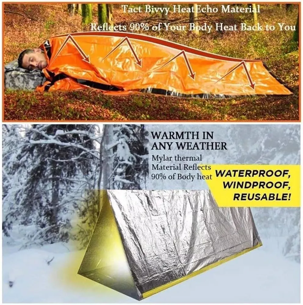 Sierra Madre Emergency Sleeping Bag, 84"X36" SierraMadre Emergency Sleeping Bag, Sierra Madera Pocket Size Emergency Sleeping Bag, Waterproof Thermal Bivy Sack for Outdoor