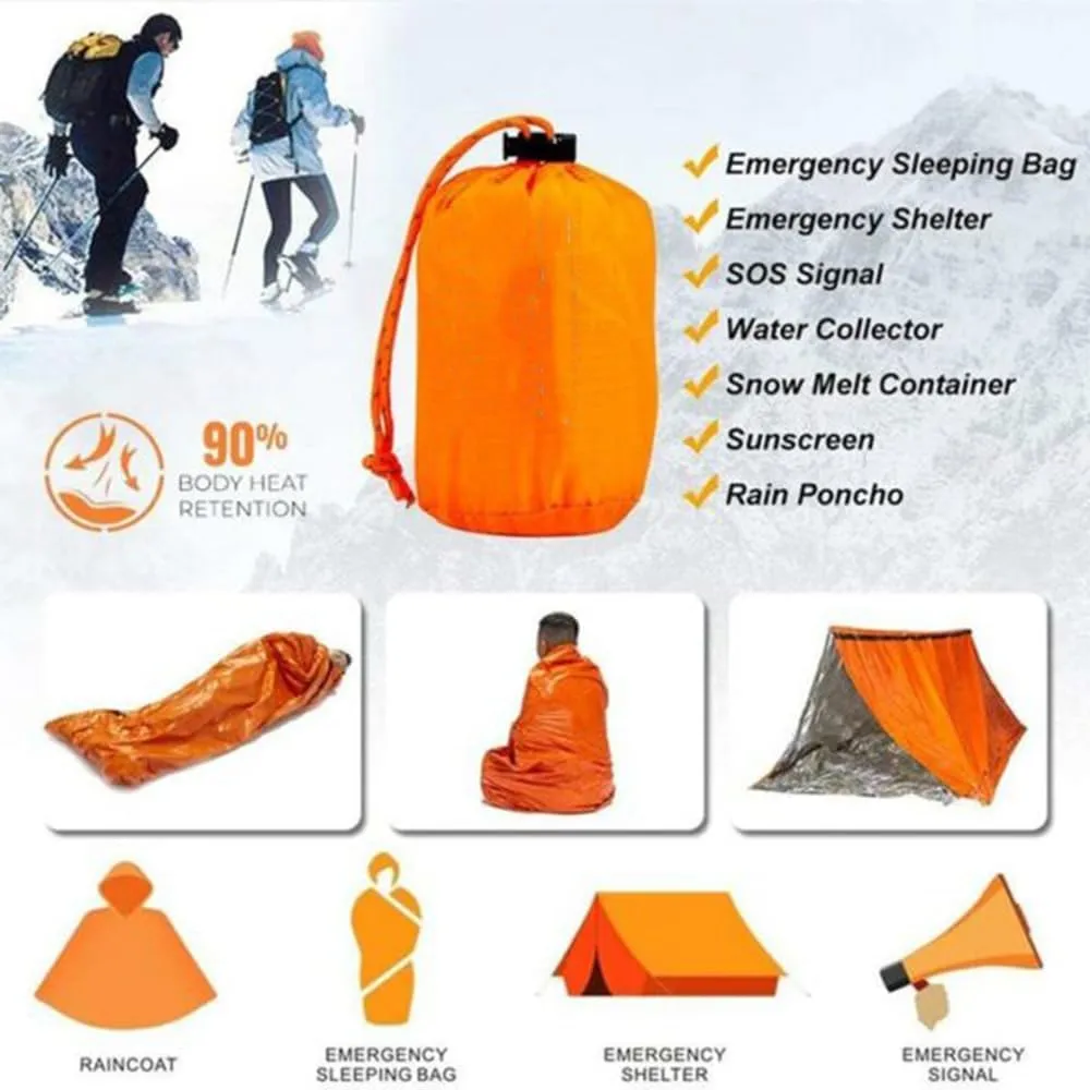 Sierra Madre Emergency Sleeping Bag, 84"X36" SierraMadre Emergency Sleeping Bag, Sierra Madera Pocket Size Emergency Sleeping Bag, Waterproof Thermal Bivy Sack for Outdoor
