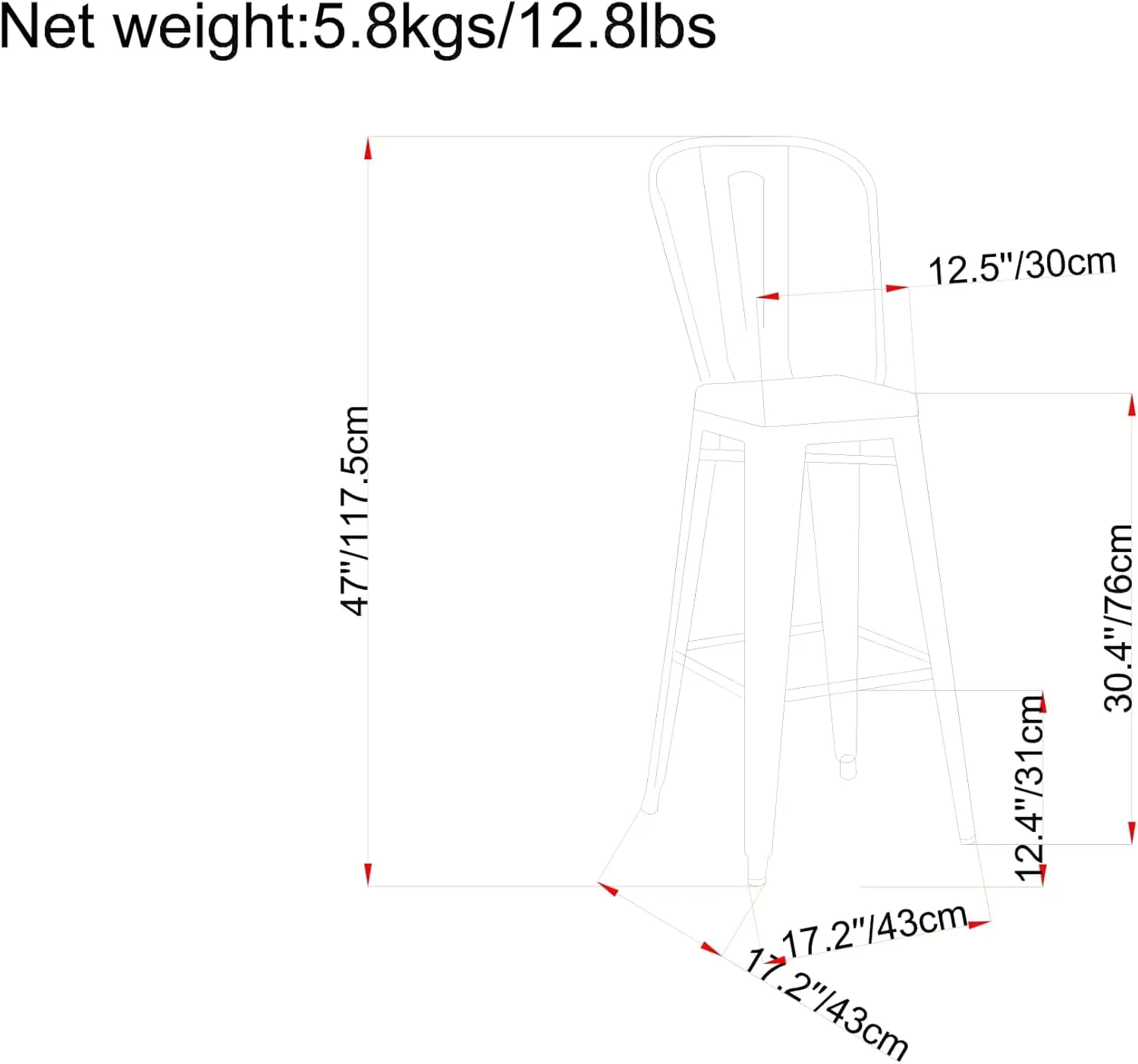 SIMPLIHOME Fletcher Industrial 30 Inch Metal Bar Stool (Set of 2) in Black, For the Dining Room and Kitchen