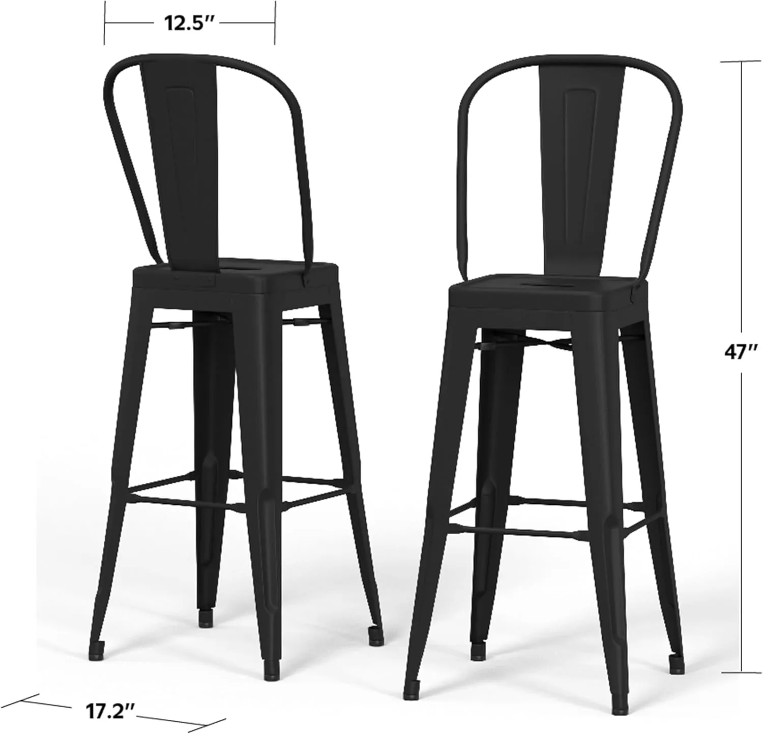 SIMPLIHOME Fletcher Industrial 30 Inch Metal Bar Stool (Set of 2) in Black, For the Dining Room and Kitchen