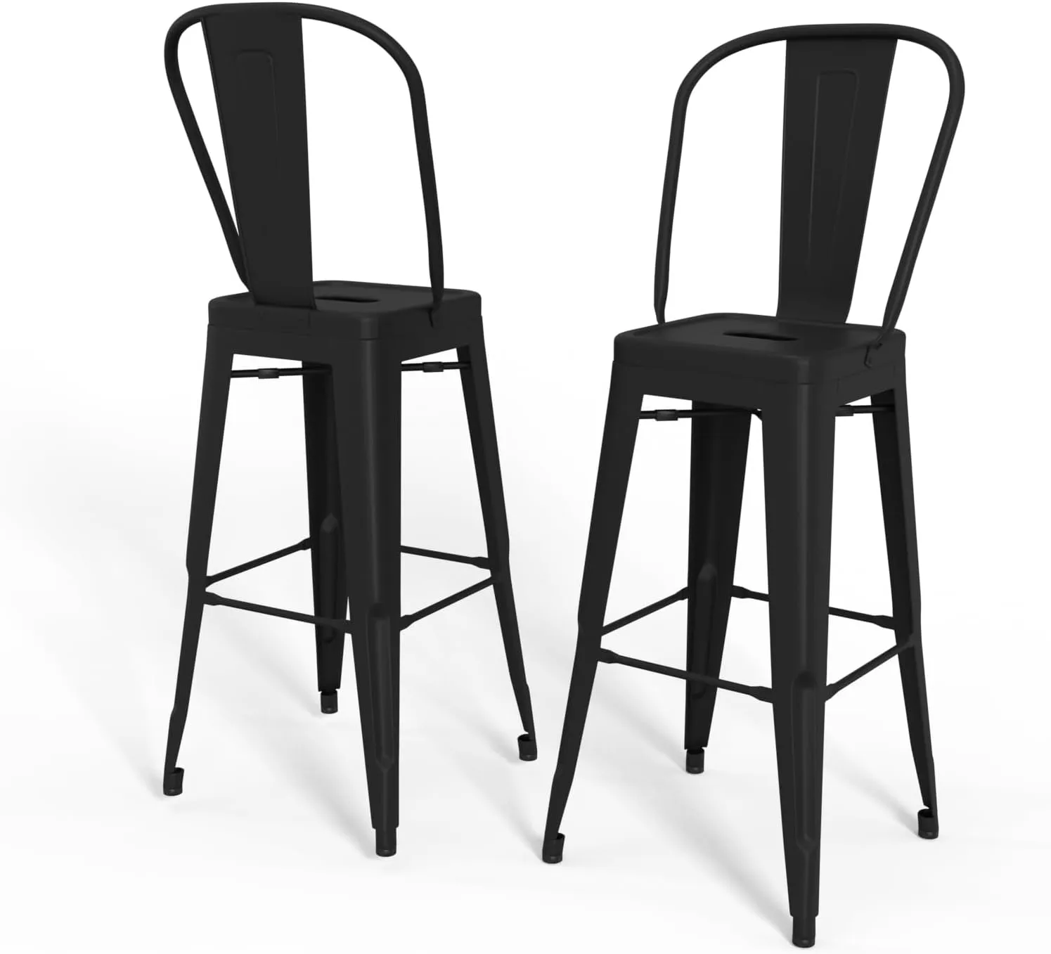 SIMPLIHOME Fletcher Industrial 30 Inch Metal Bar Stool (Set of 2) in Black, For the Dining Room and Kitchen