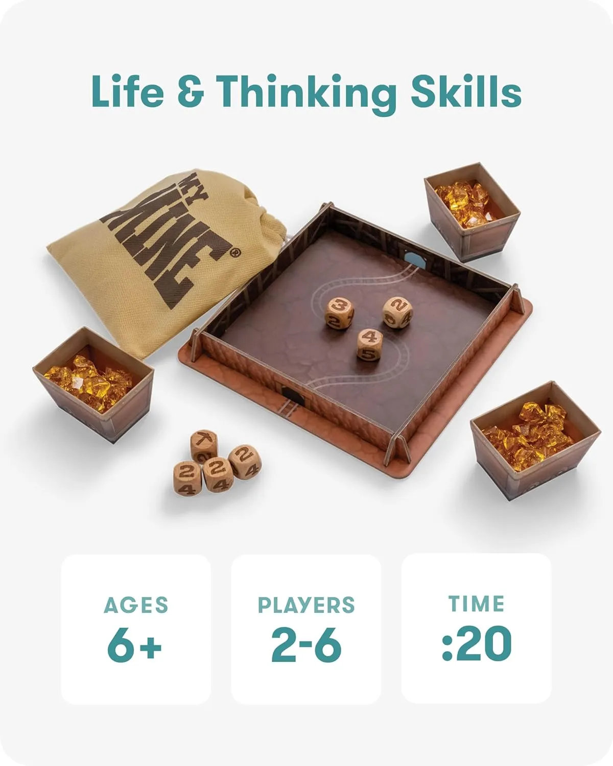 SimplyFun My Mine - Engaging Dice Based Probability & Strategy Game to Learn and Master Outcome Prediction, Fun Educational Experience for 2-6 Players, Suitable for Ages 6 and Up