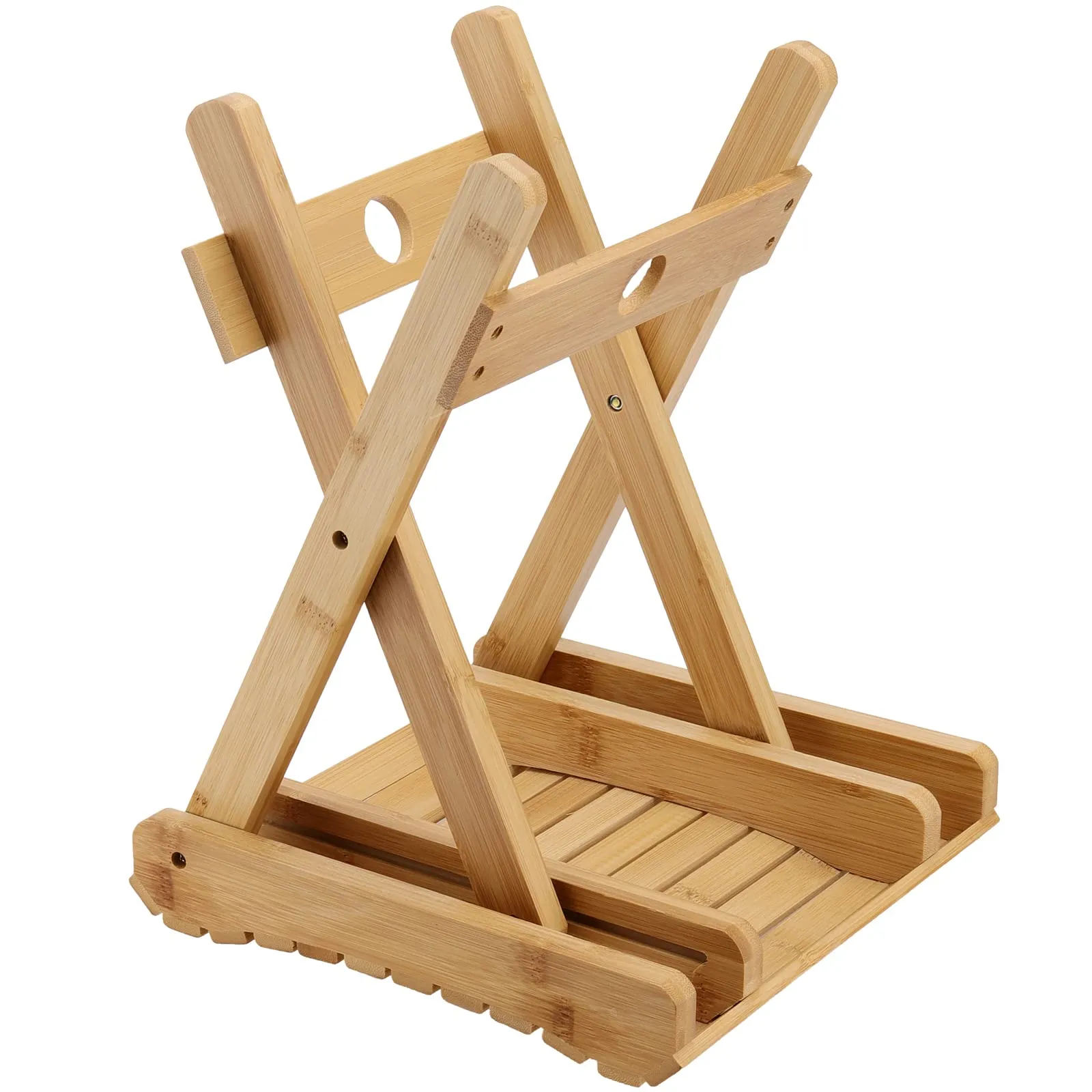SINJEUN 2 Pack 12 Inch Natural Bamboo Folding Step Stool Bench for Bathroom, Spa, Sauna, Wooden Seat, Shower Bench Stool, Easy Assembled