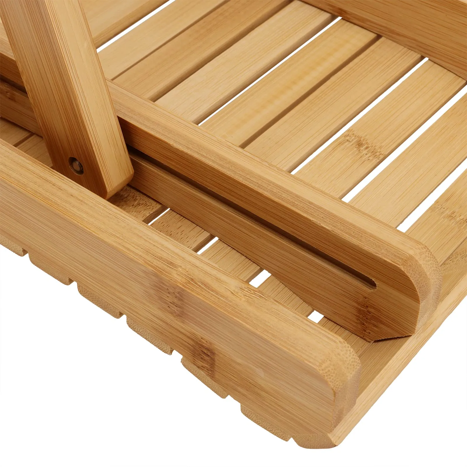 SINJEUN 2 Pack 12 Inch Natural Bamboo Folding Step Stool Bench for Bathroom, Spa, Sauna, Wooden Seat, Shower Bench Stool, Easy Assembled