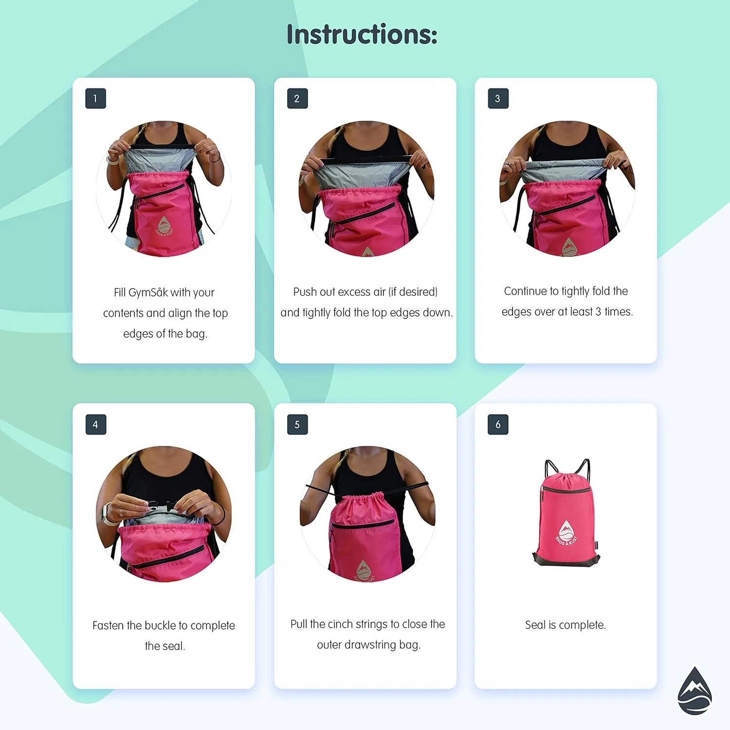 Skog Å Kust GymSak | Patented 2-in-1 Drawstring Cinch Bag with Removable Waterproof Dry Bag | Blue & Grey