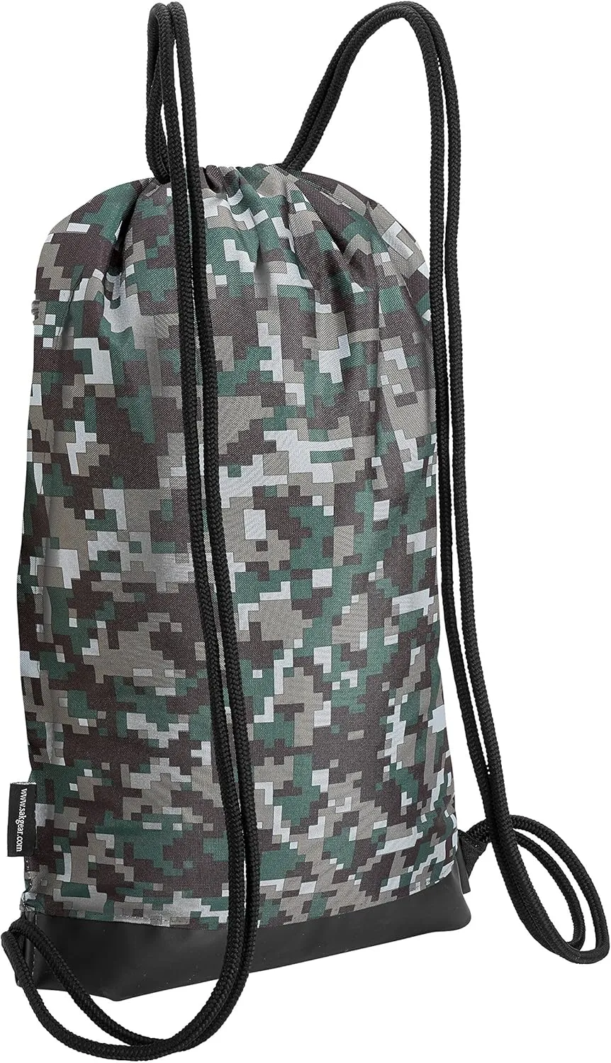 Skog Å Kust GymSak | Patented 2-in-1 Drawstring Cinch Bag with Removable Waterproof Dry Bag | Camo & Yellow