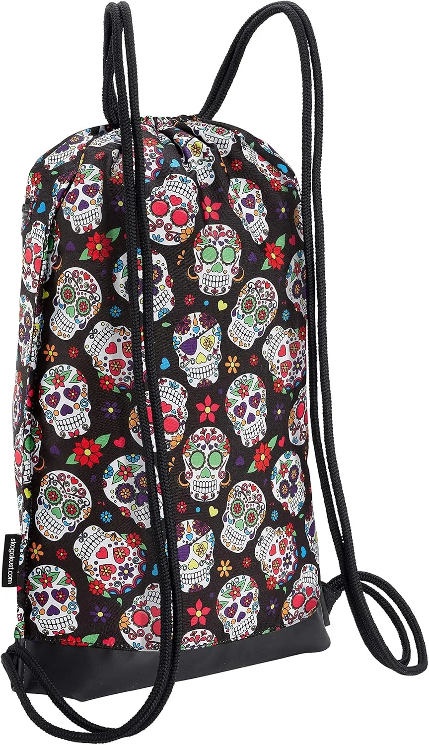Skog Å Kust GymSak | Patented 2-in-1 Drawstring Cinch Bag with Removable Waterproof Dry Bag | Sugar Skulls