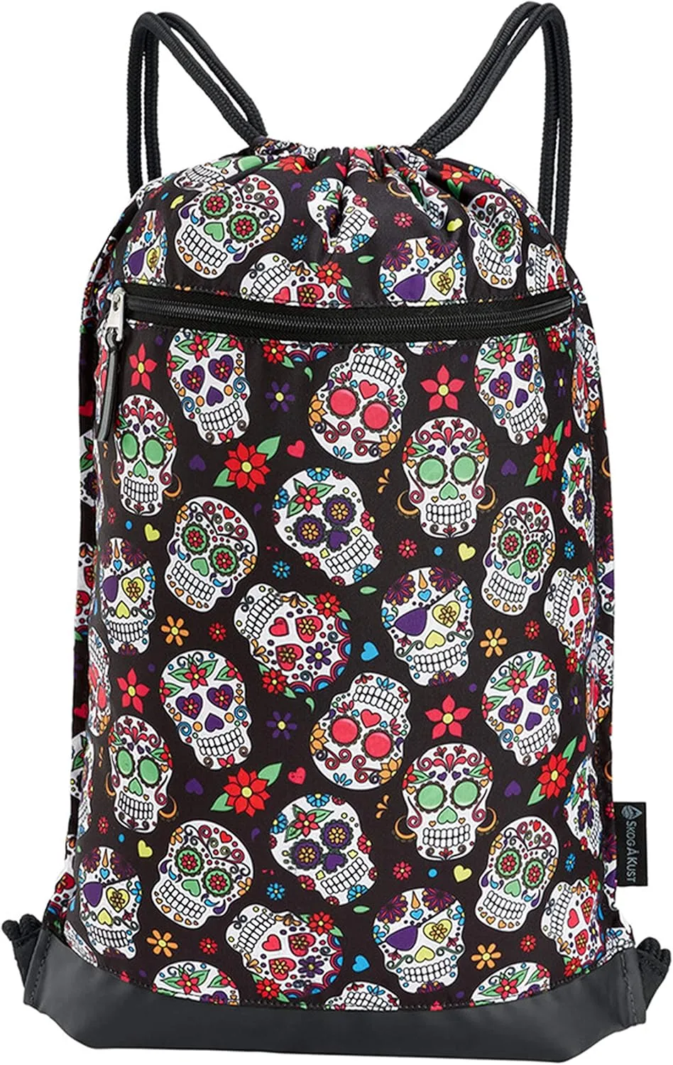 Skog Å Kust GymSak | Patented 2-in-1 Drawstring Cinch Bag with Removable Waterproof Dry Bag | Sugar Skulls