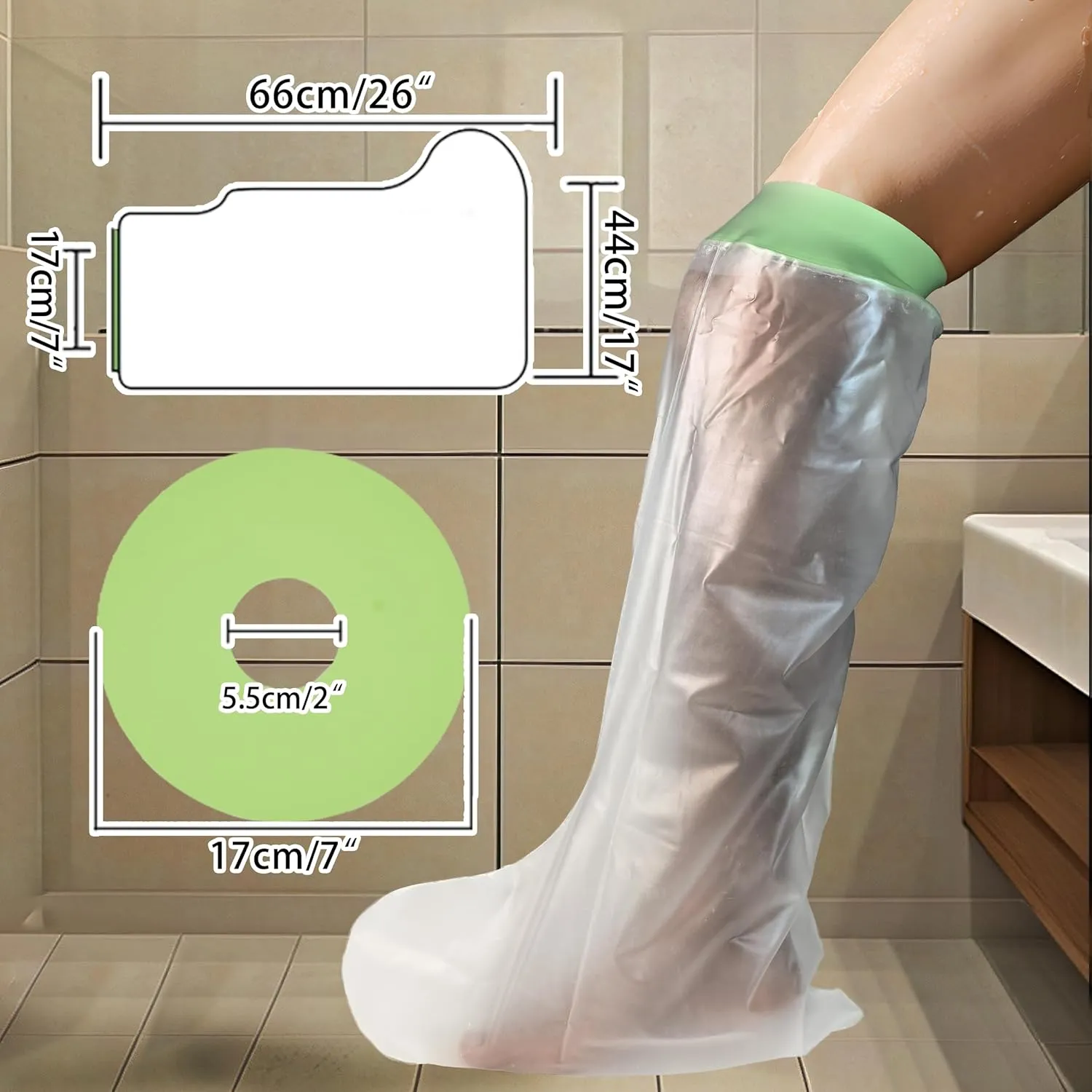 SLDOREAH100% Waterproof Leg Cast Cover for Shower Adult Cast Covers Protector Shower Bag Watertight Seal Keep Wounds Dry Reusable Covers for Bandage
