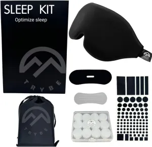 Sleep Kit, Sleep Mask, Ear Plugs, Nose Strips, and Light Covers for Travel. Sleep kit Bag and Breath and Sleep Guide for Travel, Hotels, Camping or Home (Sleep Kit) (Sleep Kit)