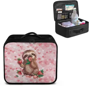 Sloth First Aid Pouches Empty Cute Pink Travel Size First Aid Bag Empty Medical Storage Bag Emergency Survival Pouch Bag for Camping Hiking School Kids Studnet