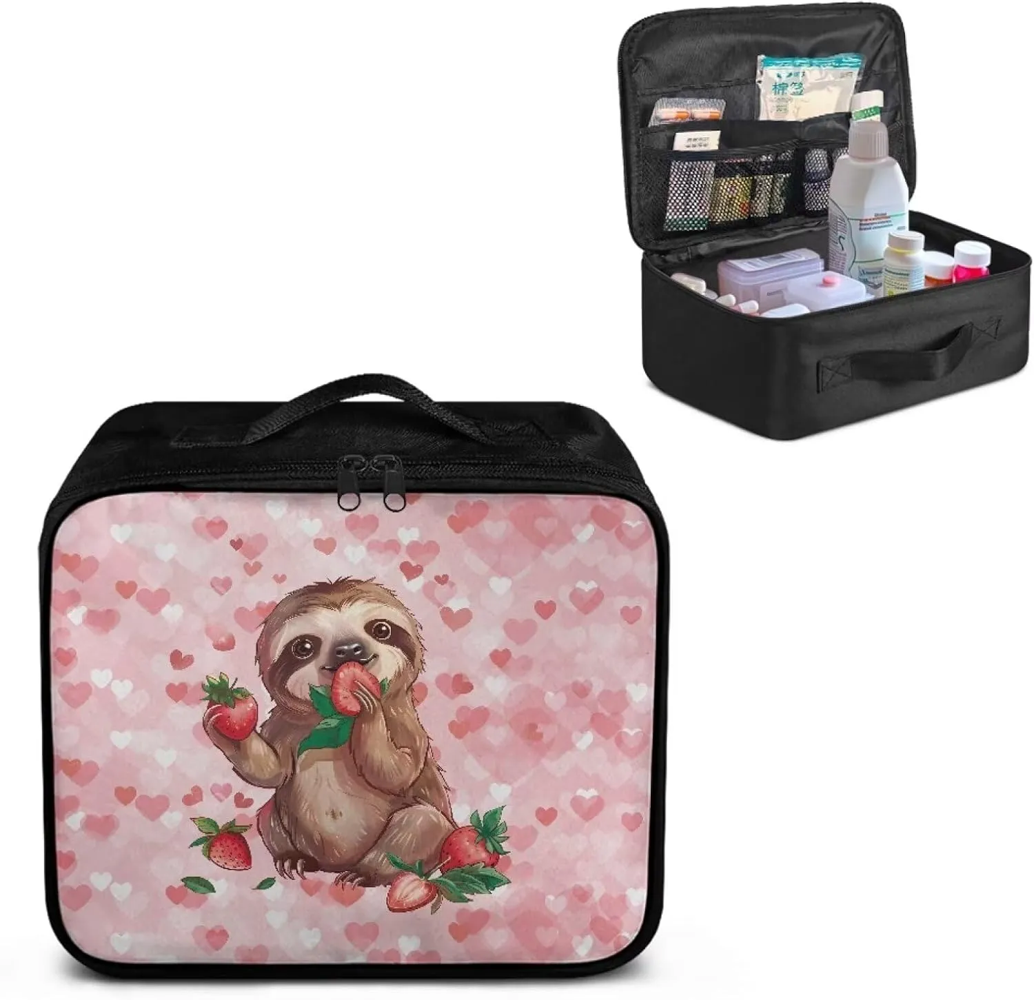 Sloth First Aid Pouches Empty Cute Pink Travel Size First Aid Bag Empty Medical Storage Bag Emergency Survival Pouch Bag for Camping Hiking School Kids Studnet