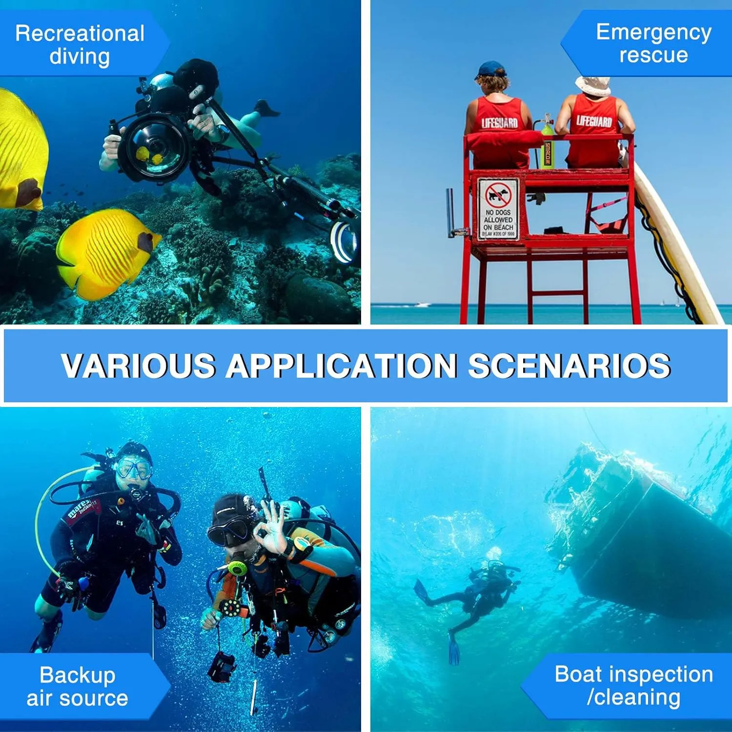 SMACO Mini Scuba Tank 1L Portable Diving Tank (2 Pcs) Reusable Scuba Pony Bottle Backup Dive Air Cylinder up to 20 Mins Dive Time Family and Buddy Kit for Underwater Exploration Rescue S400