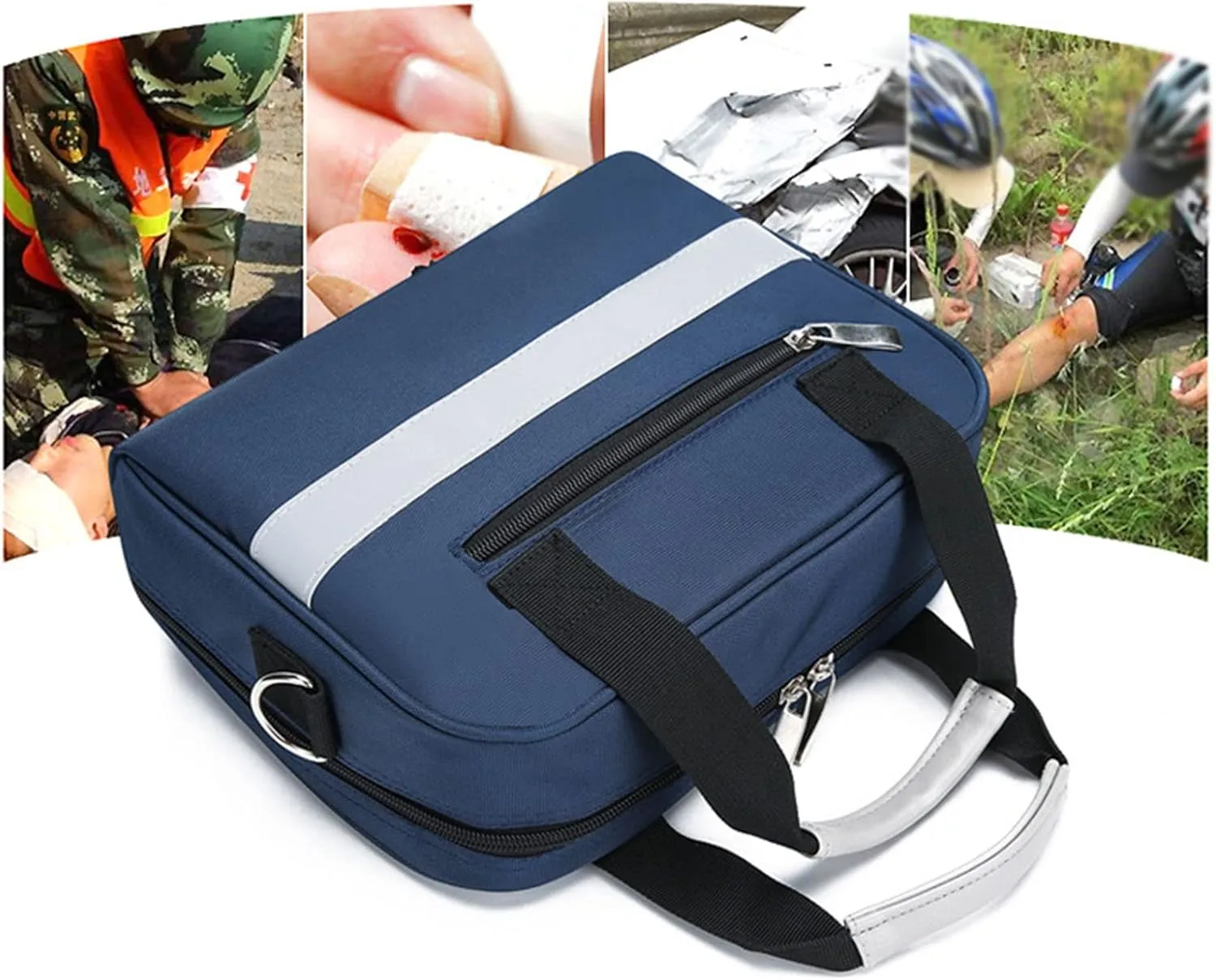 Small First Aid Kit Bag Empty Portable Emergency Kits Trauma Bag Ideal for Car Home Camping and Hiking Bag ONLY(Navy Blue)