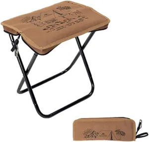 Small Portable Folding Stools with Printed, 1 Pack 11 Inch Height Fishing Stool Folding Camping Stool Lightweight for Camping, Fishing, Picnic, Travel and Camping