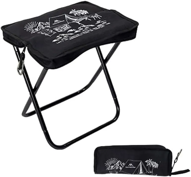Small Portable Folding Stools with Printed, 1 Pack 11 Inch Height Fishing Stool Folding Camping Stool Lightweight for Camping, Fishing, Picnic, Travel and Camping