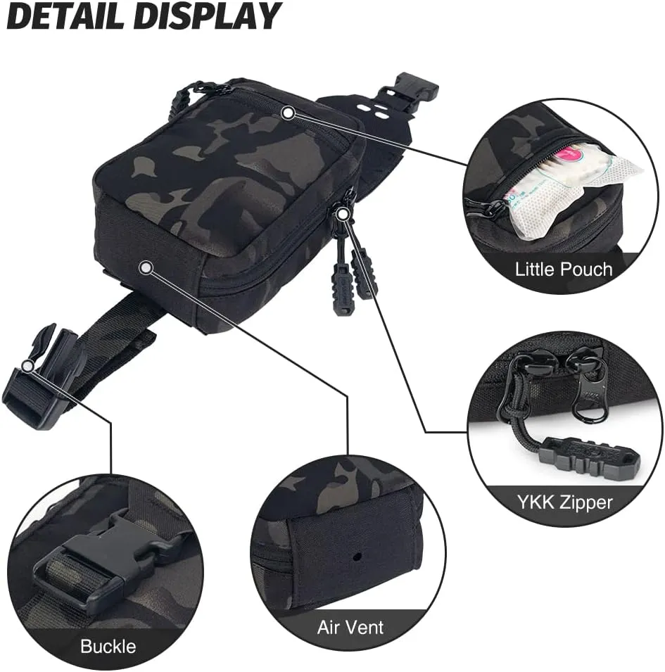 Small Tactical Medical Pouch Rip-Away MOLLE IFAK Pouch for Camping Hunting Traveling 500D Nylon (camo Black)