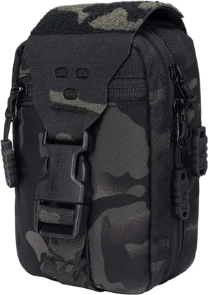 Small Tactical Medical Pouch Rip-Away MOLLE IFAK Pouch for Camping Hunting Traveling 500D Nylon (camo Black)