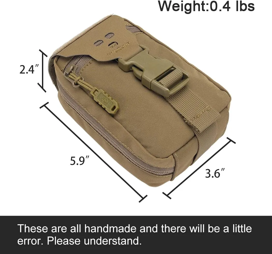 Small Tactical Medical Pouch Rip-away MOLLE IFAK Pouch for Camping Hunting Traveling 500D Nylon (Coyote Brown)