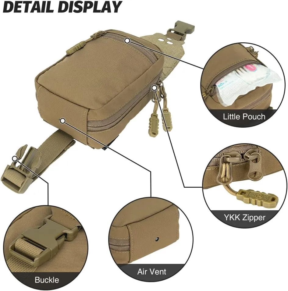 Small Tactical Medical Pouch Rip-away MOLLE IFAK Pouch for Camping Hunting Traveling 500D Nylon (Coyote Brown)
