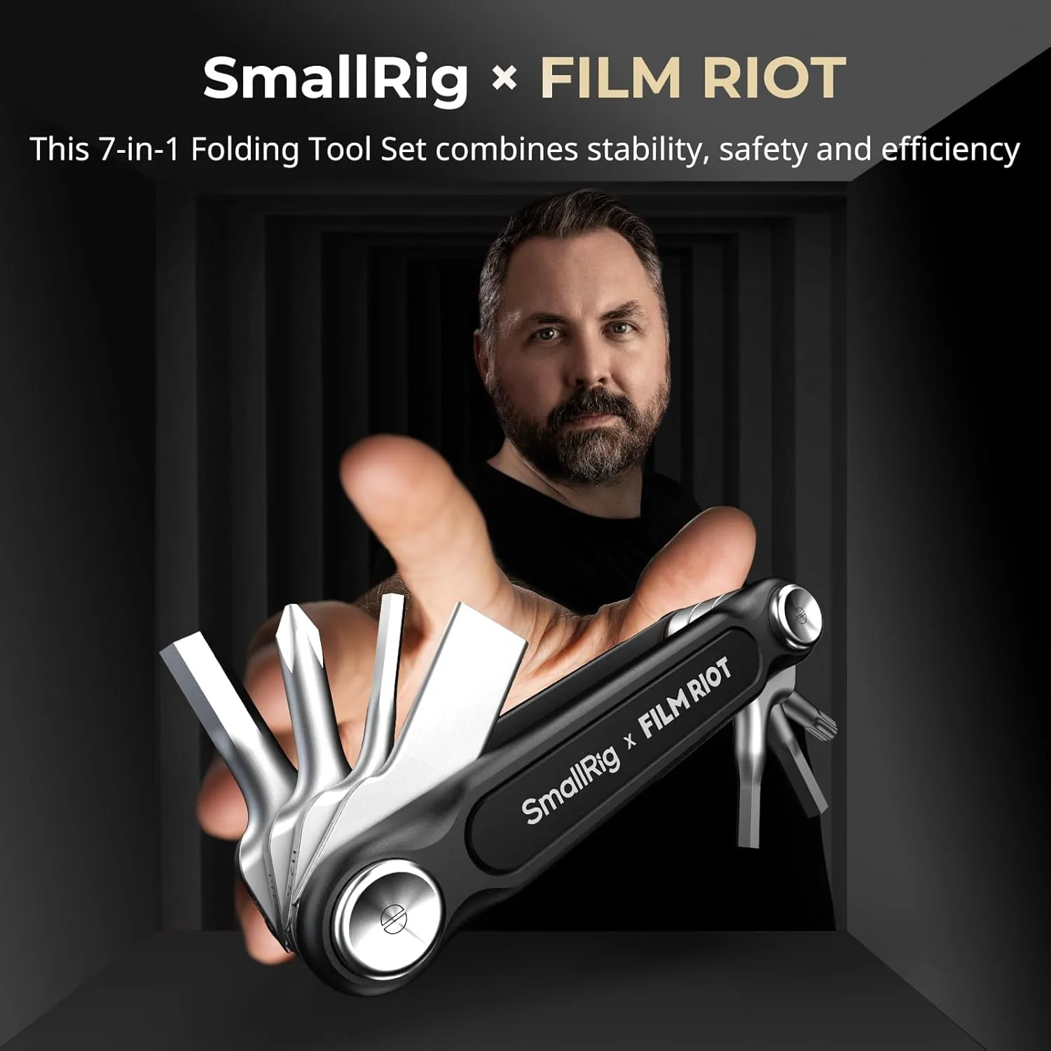 SmallRig x FILM RIOT 7-in-1 Folding Tool Set with Screwdrivers and Hex Key Wrenches, Multiple Angle Positioning, Portable and Compact Design (Black) - 4374