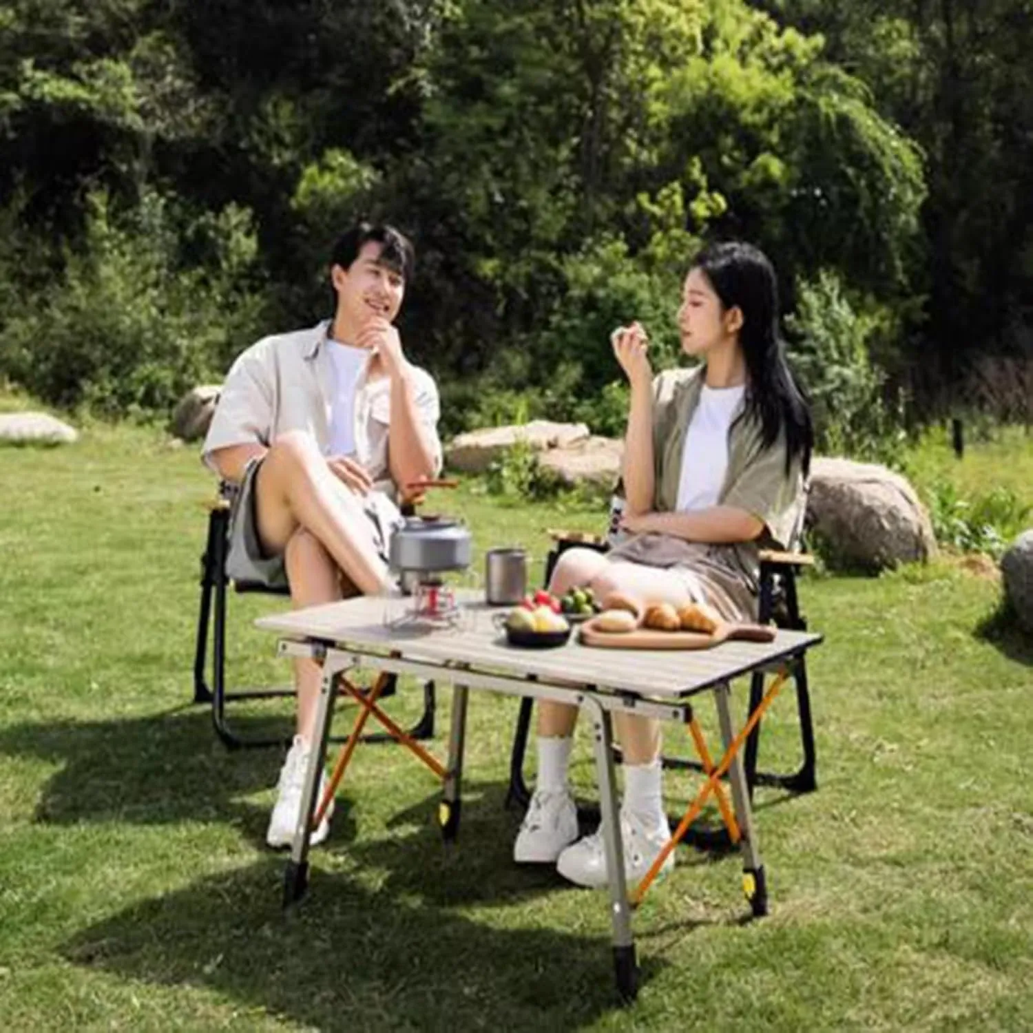 SOBOUR Aluminum Alloy Camping Table Folding Picnic Tables Ultralight Compact Camping Table Roll Up Table Top for Camping Hiking