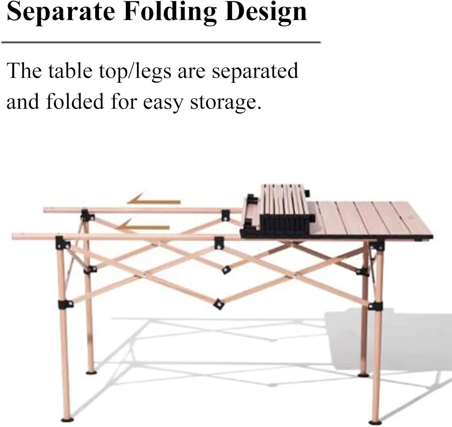 SOBOUR Ultra-Light Camping Table Compact Folding Picnic Table Aluminum Folding Camping Table Roll Up Table Top for Indoor & Outdoor, Large