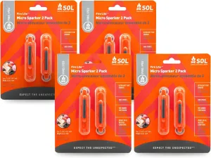 S.O.L. Survive Outdoors Longer Fire Lite Micro Sparker, 2ct - (Pack of 4)