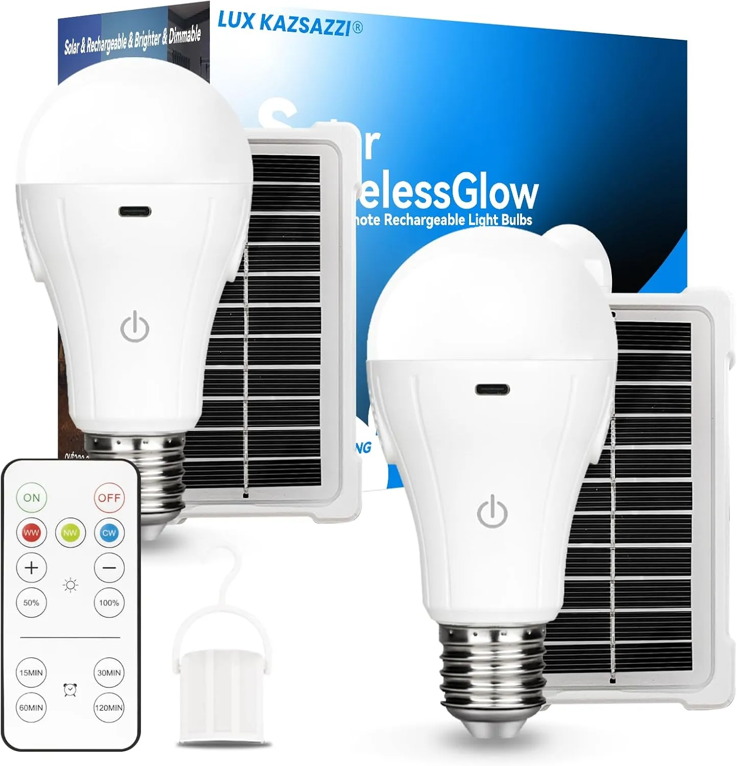 Solar & USB Rechargeable Light Bulbs With Remote   Touch Control, 3 Colors & Dimmable, Large Solar Panel 1800mAh Battery Powered Light Bulb, Battery Light Bulbs Indoor For Home Camping Shed