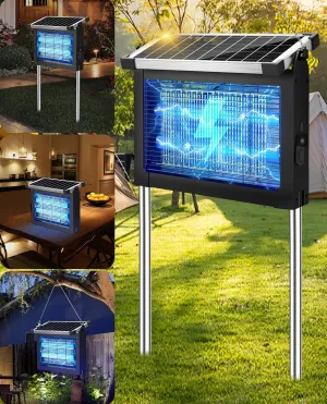 Solar Bug Zapper Outdoor, PhatroyYee Mosquito Zapper 4500V, Waterproof Portable Fly Zapper, Rechargeable Electric Mosquito Killer, Cordless Fly Insect Mosquitos Trap for Patio Yard Home Garden Camping