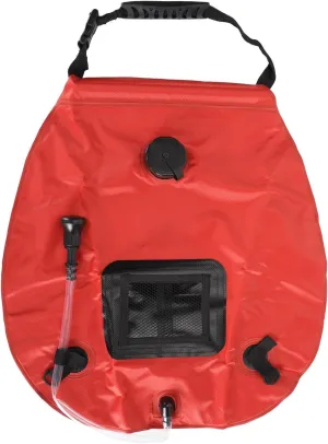 Solar Camp Shower Bag, Portable Back Thermometer Solar Shower Bag 20L with Mango to Travel to Swimming (Red)