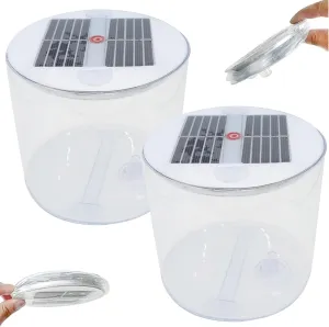 Solar Camping Lantern, Inflatable Solar Lantern, 2PCS Waterproof Solar Camping Lantern with White LEDs, Portable Foldable Solar Lamp with Handle for Camping, Hiking, Travel, Solar Camping Light