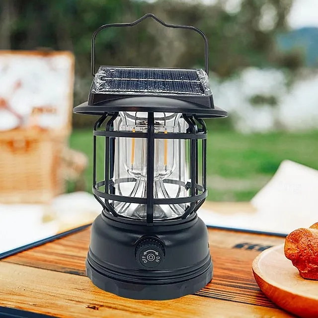 Solar Camping Lantern Wall Lights USB Charge Powered Porch Light Stainless Hanging Solar Wall Sconce Outdoor Waterproof Camping Lights