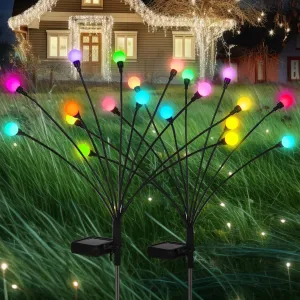 Solar Christmas Decoration, 20 LED Firefly Garden Lights Solar Outdoor, Solar Lights for Outside Sway by Wind,Solar Lights Outdoor Waterproof for Yard Patio Pathway Decoration (2 Pack)