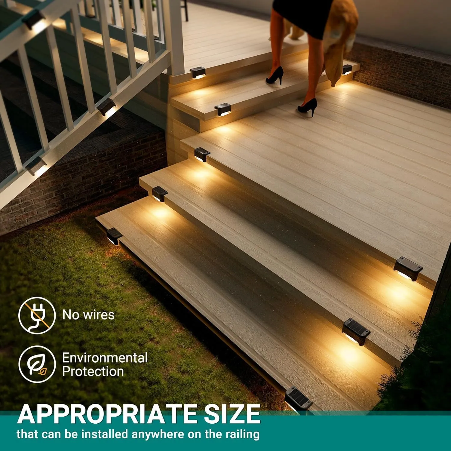 Solar Deck Lights Outdoor Waterproof 12Pack, Solar Step Lights Led Solar Powered Lights for Outdoor Stairs, Step, Fence, Yard, Patio, and Pathway(Warm White)