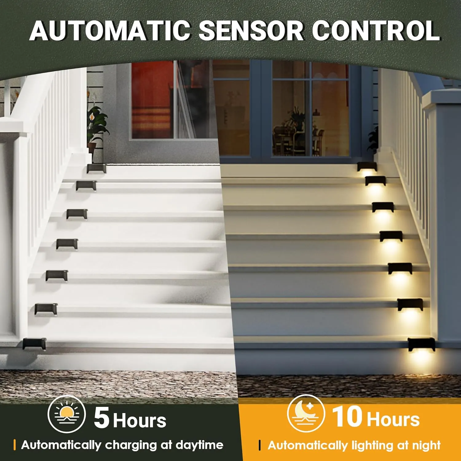 Solar Deck Lights Outdoor Waterproof 12Pack, Solar Step Lights Led Solar Powered Lights for Outdoor Stairs, Step, Fence, Yard, Patio, and Pathway(Warm White)