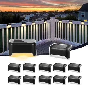 Solar Deck Lights Outdoor Waterproof 12Pack, Solar Step Lights Led Solar Powered Lights for Outdoor Stairs, Step, Fence, Yard, Patio, and Pathway(Warm White)