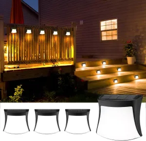 Solar Deck Lights Outdoor Waterproof 4 Pack, 30LM LED Solar Lights Outdoor Fence Lights for Garden, Yard, Patio, Stairs, Step Decorationand Pathway, (Warm White)