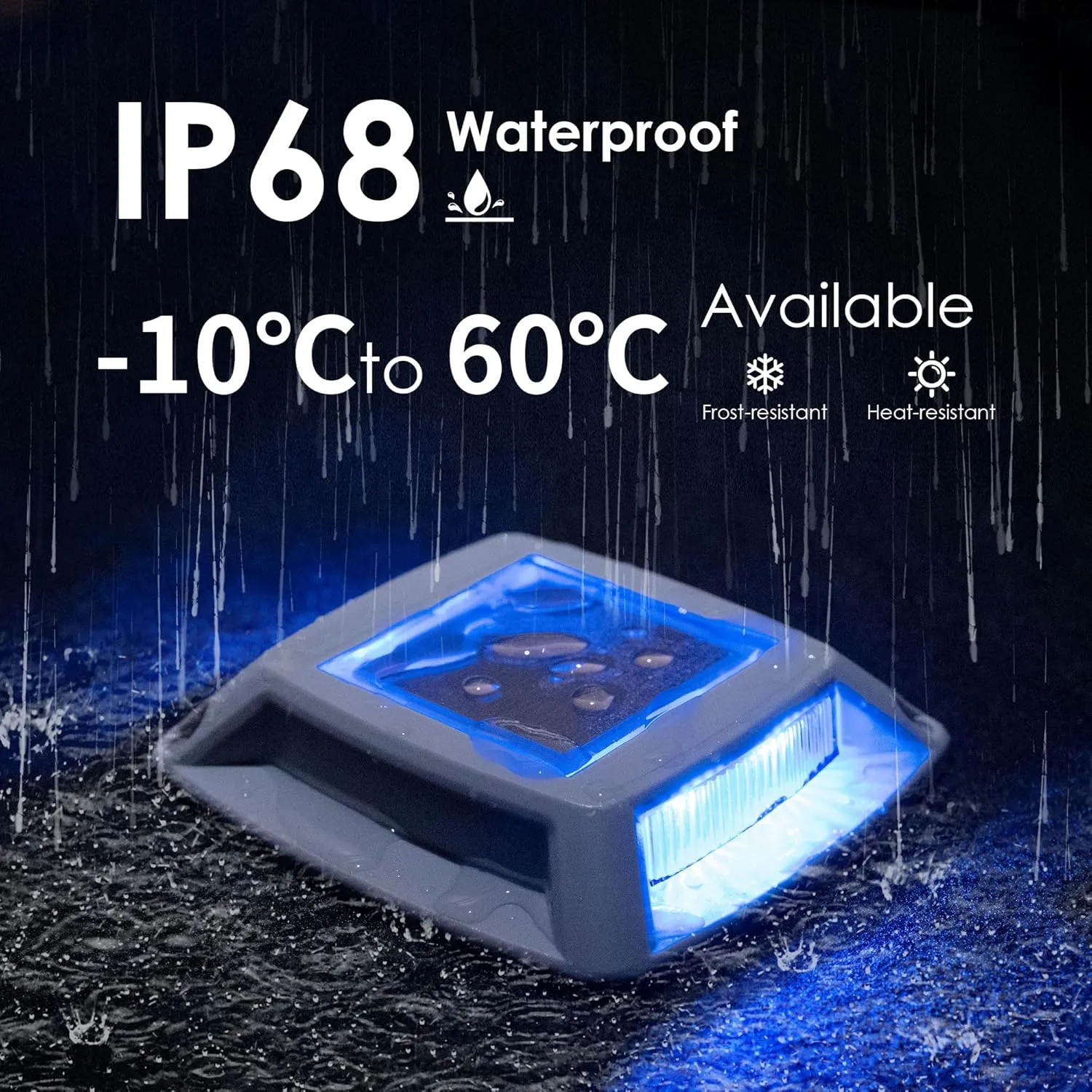 Solar Driveway Lights 12-Pack - 4 LED IP68 Waterproof Marine Solar Dock Lights | Solar Powered Safety Markers for Pathway/Sidewalk/Garden/Stair/Deck | Auto Dusk to Dawn (Blue)