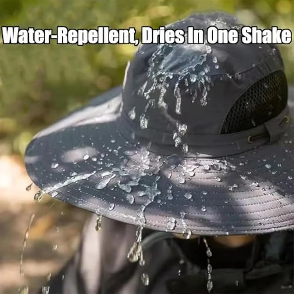Solar Fan Hat, Wide Brim Sun Hat with 2 Solar Fan, Removable & USB Charging Fan, UPF 50  Bucket Fishing Beach Hat