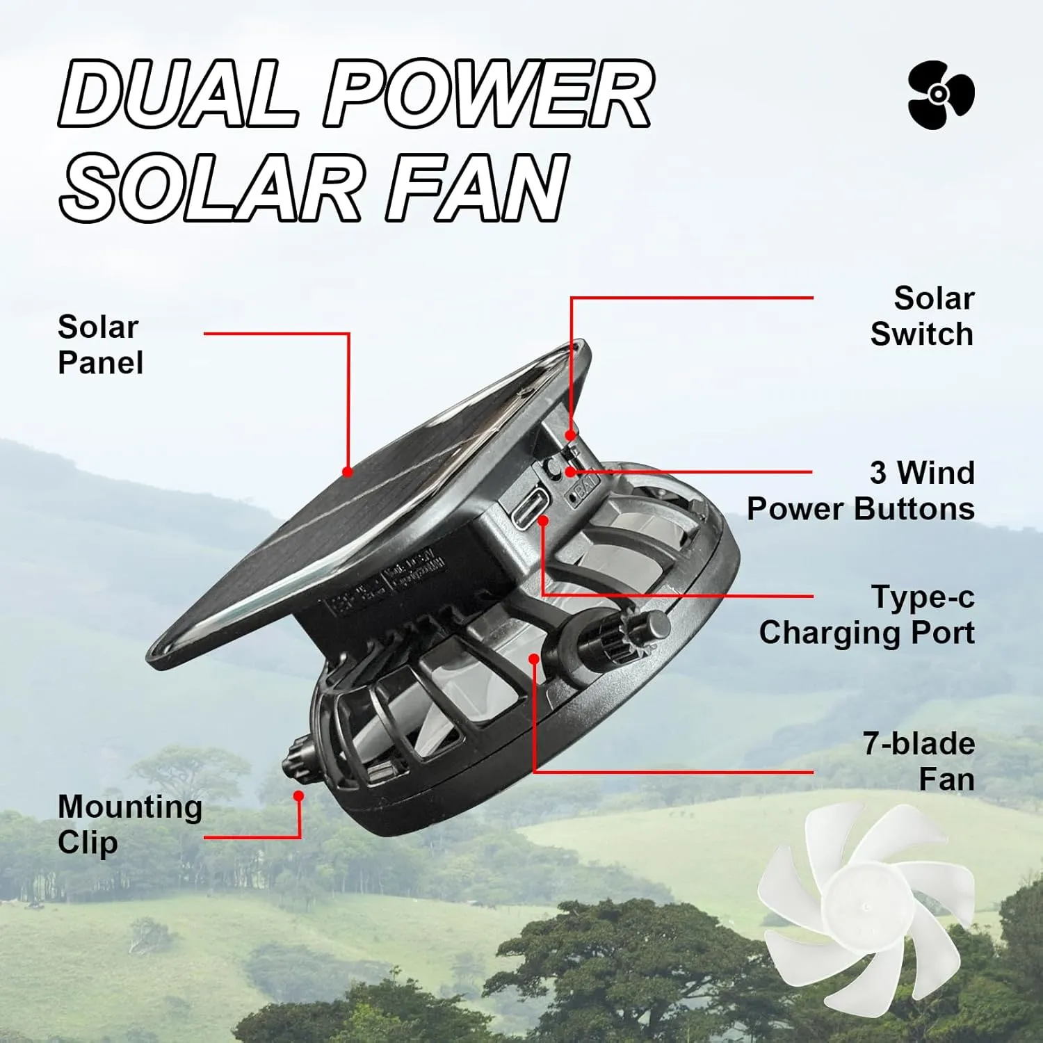 Solar Fan Sun Hat UPF50  – Wide Brim Rechargeable Fan, Lightweight for Fishing/Outdoor – Unisex 2025 Model