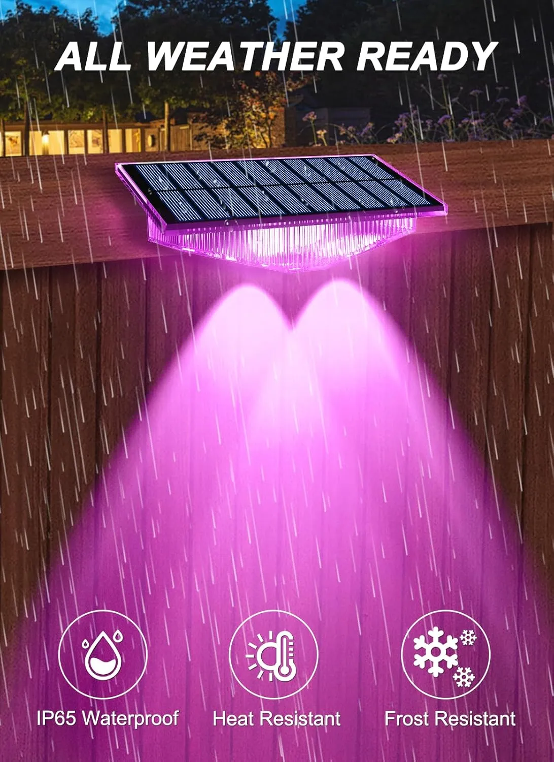 Solar Fence Lights, Fence Light Solar Powered with 6 RGB Colors & Warm White & Cool White, Waterproof Bright Backyard Fence Solar Outdoor Lights for Outside Deck Wall Step Patio Pool(12 Packs)