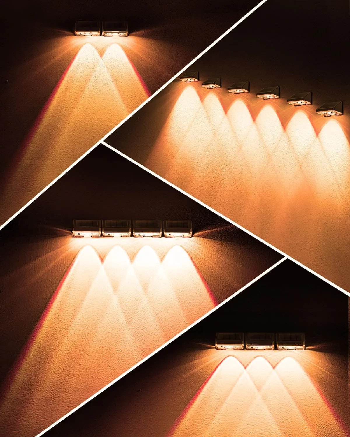 Solar Fence Lights Outdoor 12-Pack | IP67 Waterproof Wall Lights | Dusk to Dawn Auto-On/Off, Easy to Install | Decorative Solar Lights for Deck, Patio, Yard, Step, Garage, Pool (Sunset Yellow)