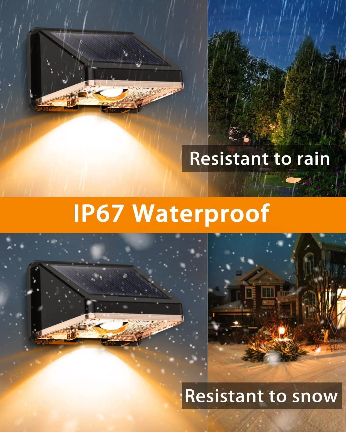 Solar Fence Lights Outdoor 12-Pack | IP67 Waterproof Wall Lights | Dusk to Dawn Auto-On/Off, Easy to Install | Decorative Solar Lights for Deck, Patio, Yard, Step, Garage, Pool (Sunset Yellow)