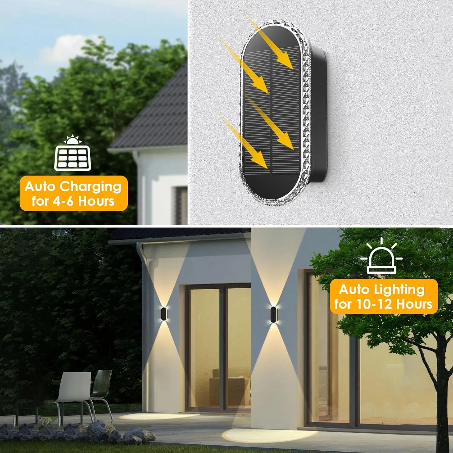 Solar Fence Lights Outdoor - 3000/4000/6000K 3 Modes,Up & Down Lighting IP65 Waterproof Fence Lights Solar Powered, Solar Wall Lights Outdoor for Backyard/Garden/Patio/Garage and Wall decor (8 pack)