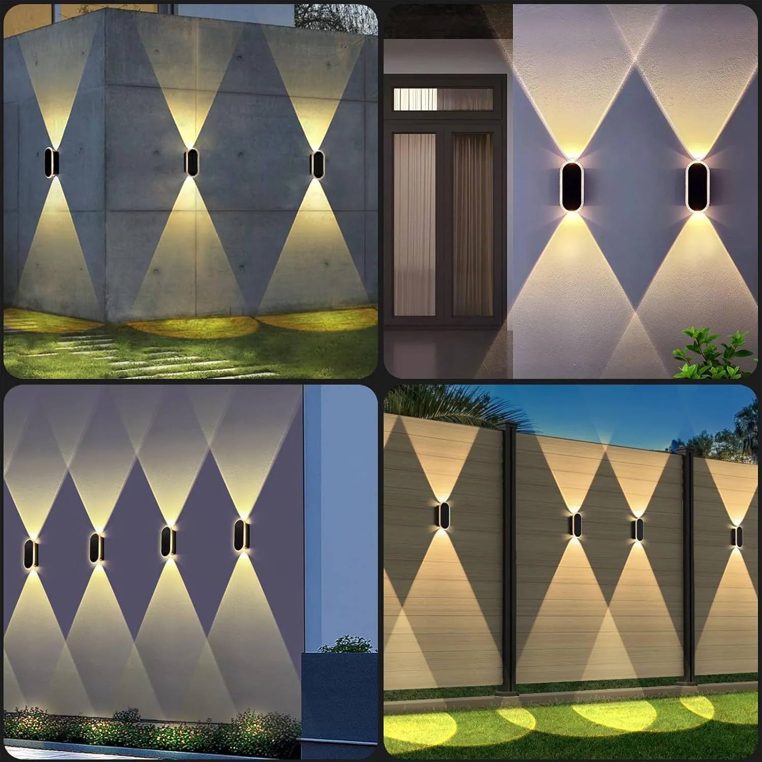Solar Fence Lights Outdoor - 3000/4000/6000K 3 Modes,Up & Down Lighting IP65 Waterproof Fence Lights Solar Powered, Solar Wall Lights Outdoor for Backyard/Garden/Patio/Garage and Wall decor (8 pack)