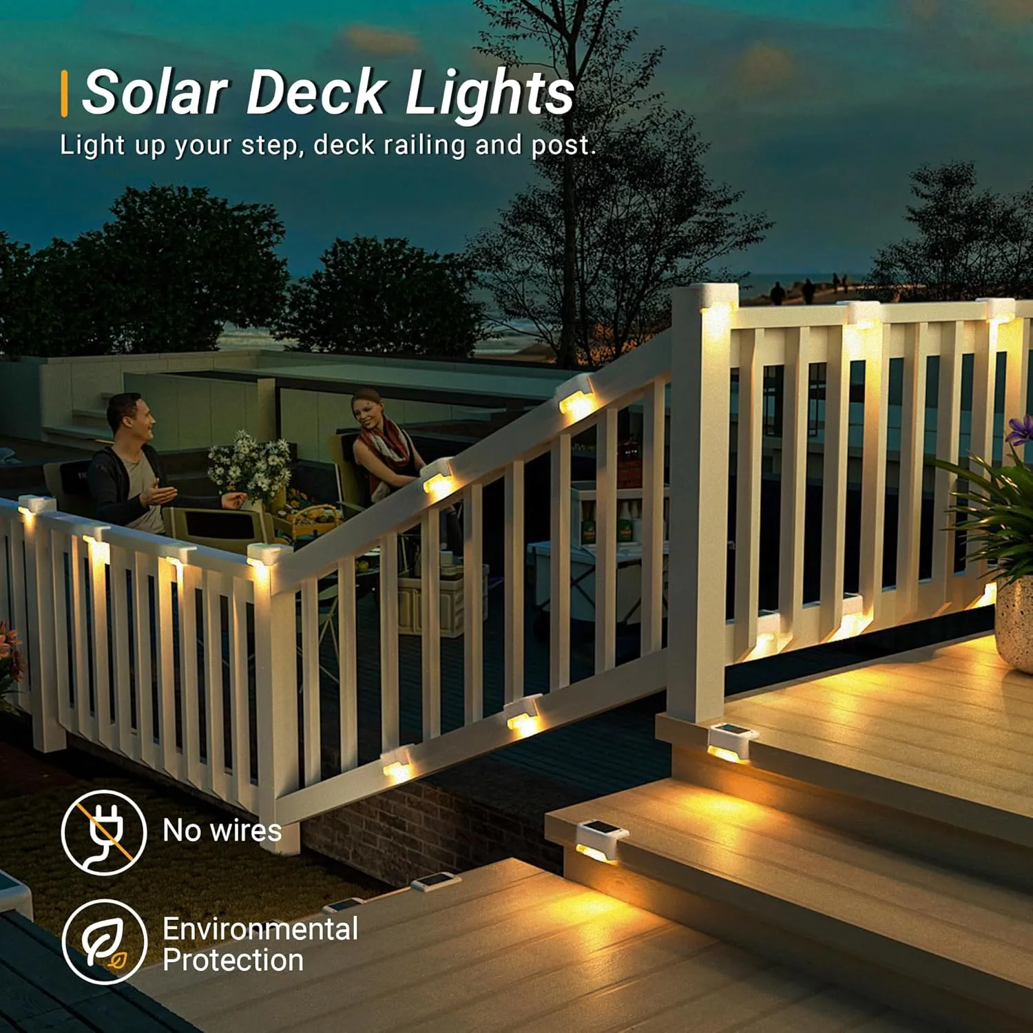 Solar Fence Lights Outdoor - Waterproof LED Lights for Deck, Stairs, Fence, Patio, Yard, Porch and Balcony (20 Pack, Warm White)