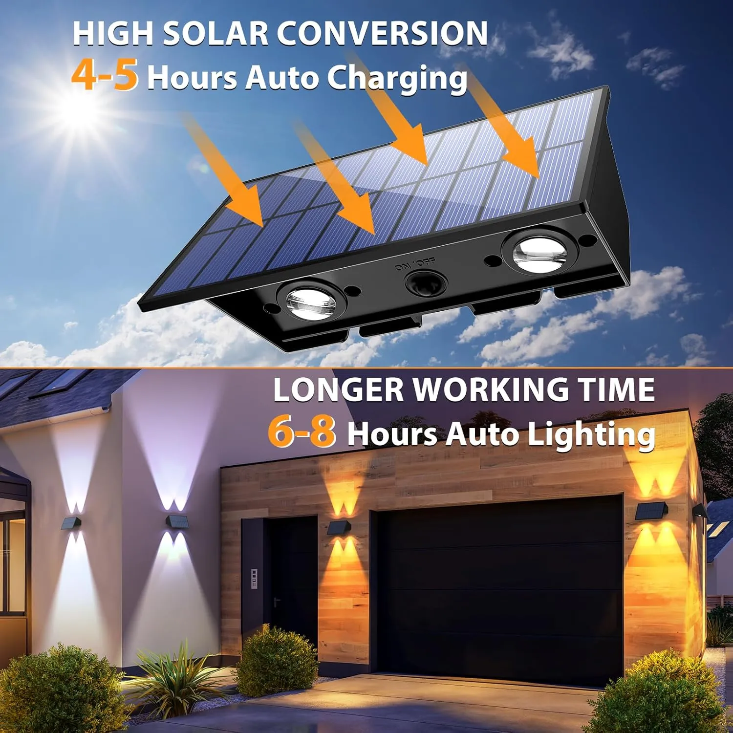 Solar Fence Lights,6Pack Solar Lights Outdoor 2700/4500/6000K 3 Mode Up & Down Solar Wall Lights Waterproof 100 Lumens Solar Powered Fence Light for Backyard/Pool/Railing/Patio/Porch/Step