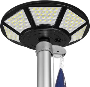 Solar Flag Pole Light, 200 LEDs Super Bright Flagpole Light Solar Powered for Outdoor 15-25'' Flag Poles, Up to 12 Hrs, Waterproof & 100% Flag Illumination (Black), large, ET-889-200-B